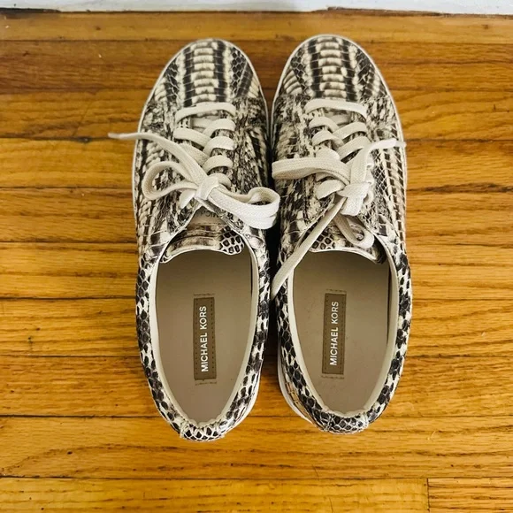 Michael Kors Snake Print Sneakers - Black and Cream - Picture 1 of 10